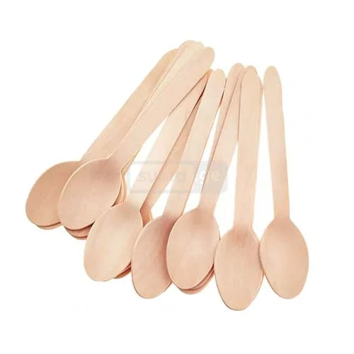 A disposable wooden spoon